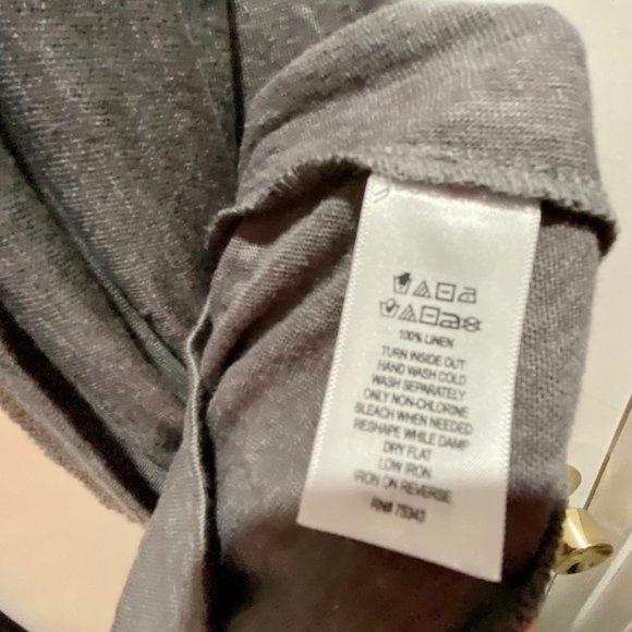 (3) Tahari Grey Lagenlook Boho Fine Linen Knit Open Front Cardigan M - Picture 3 of 5